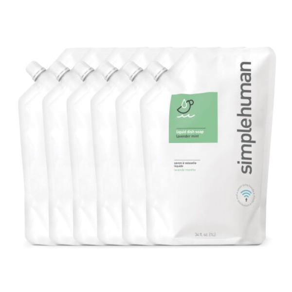 simplehuman Lavender Mint Dish Soap Refill Pouch 34 Fl Oz Pack of 6